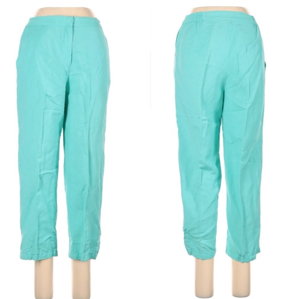 Ruby Rd. Linen Blend Pants in Surf Aqua Blue Linen Blend Pants